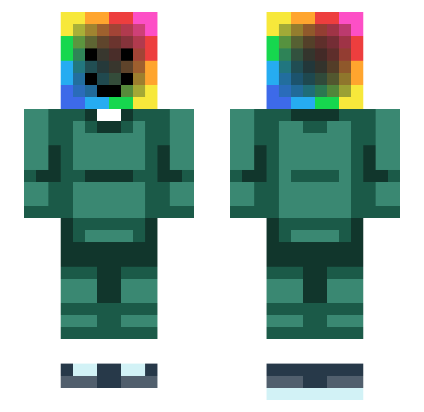 RGB_VIRUS Minecraft skin, front and back view