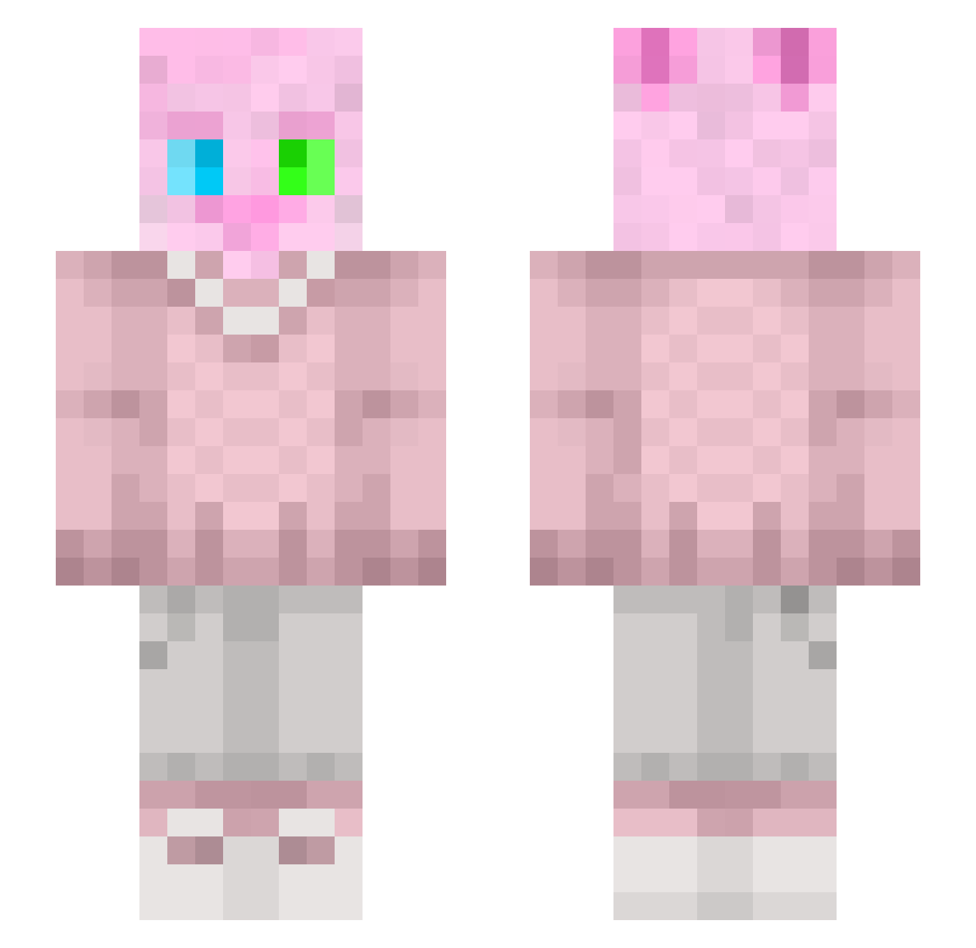 VakLens Minecraft skin, front and back view