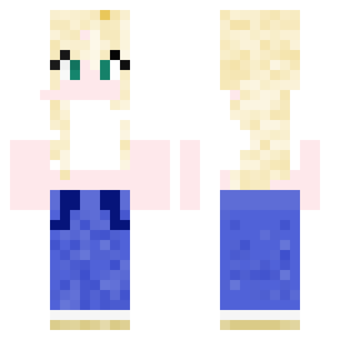 theecchiking Minecraft skin, front and back view