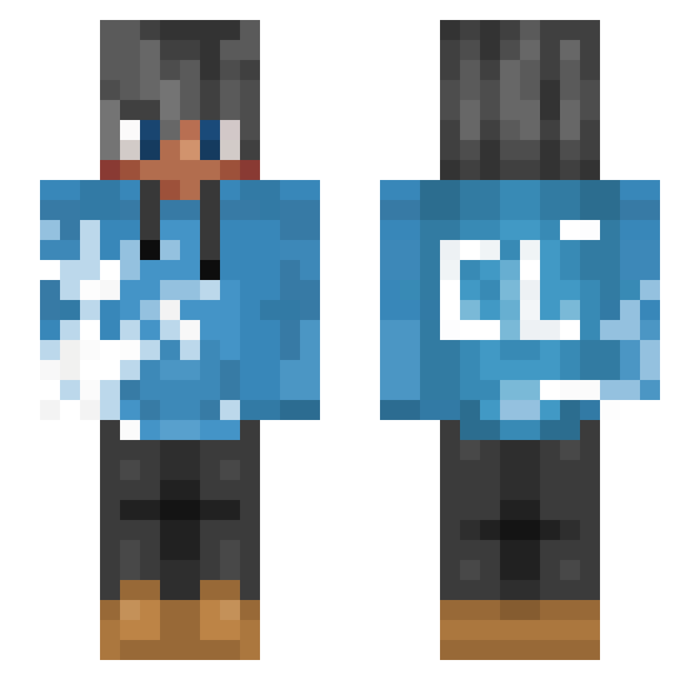 Dechlorinated Minecraft skin, front and back view