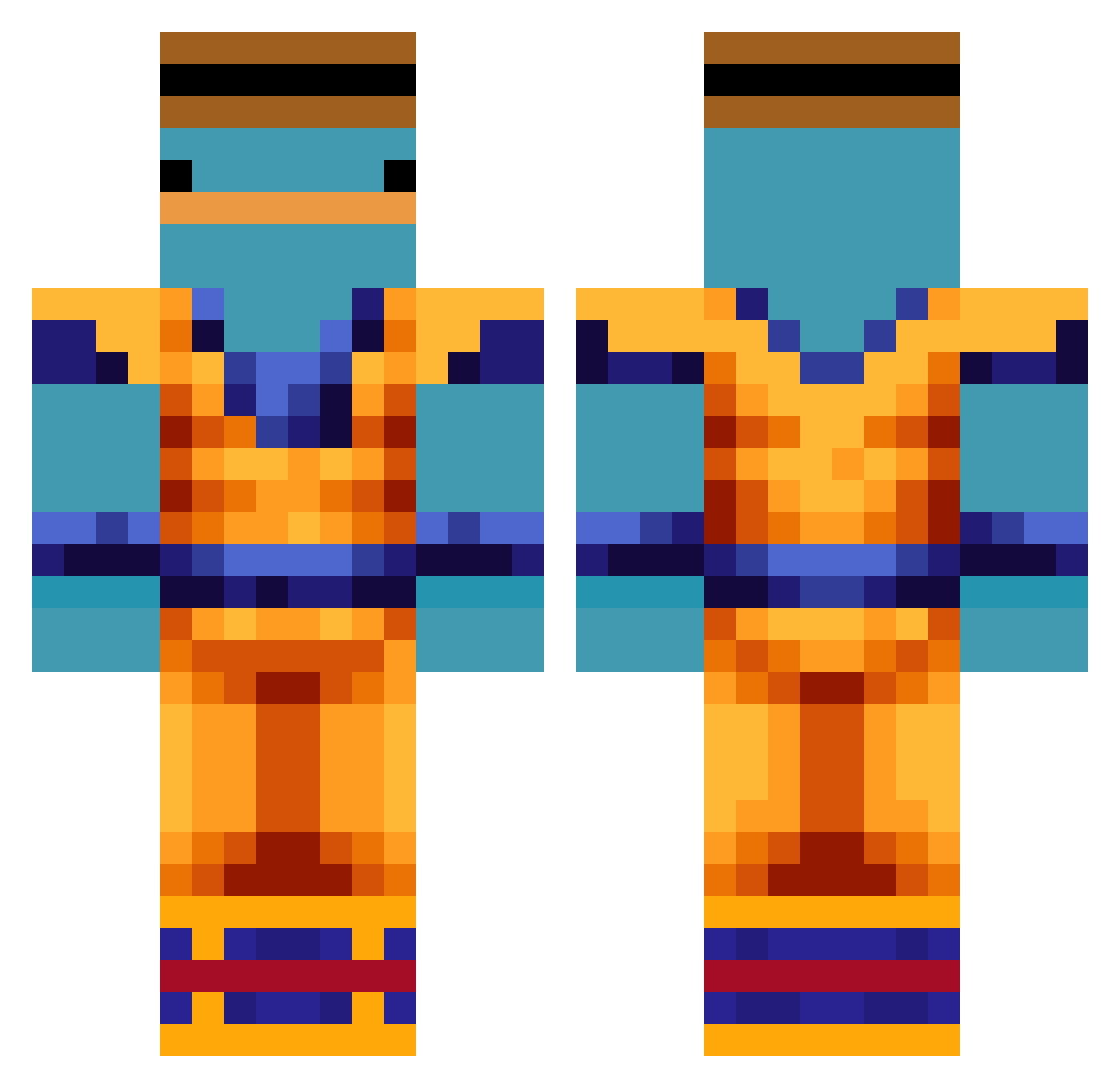 Relajaoo Minecraft skin, front and back view