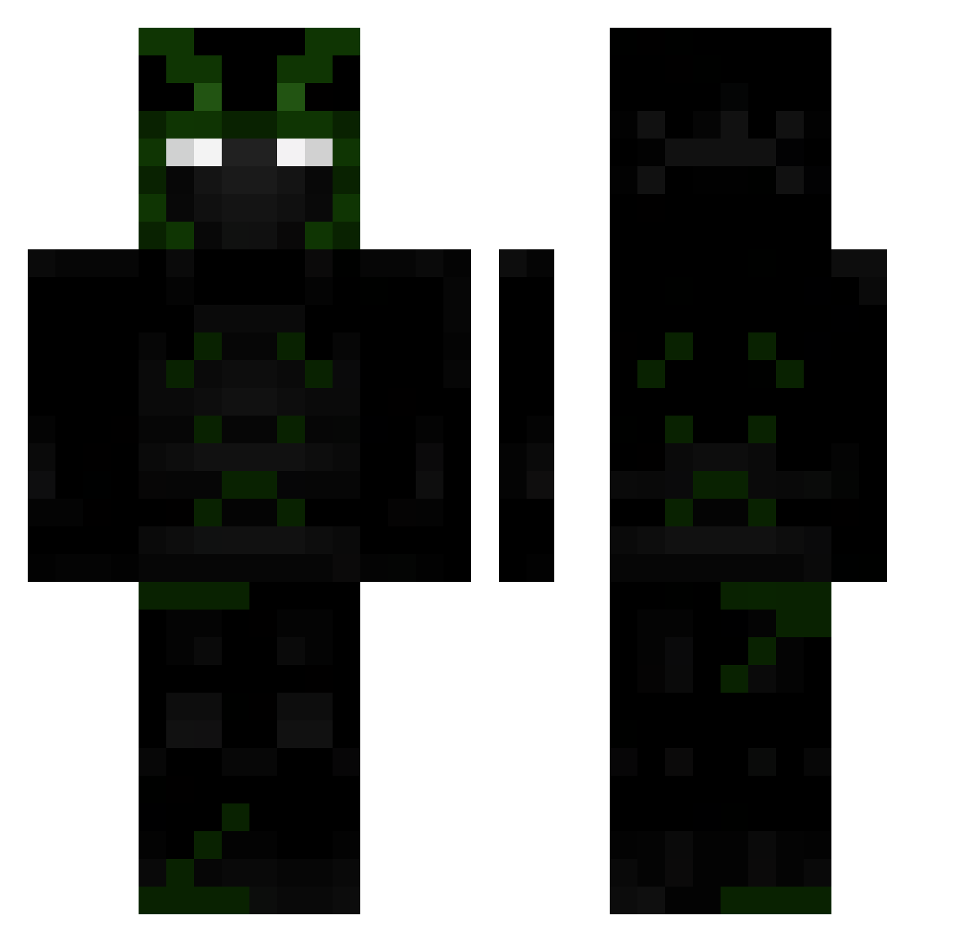 Tryhardish Minecraft skin, front and back view