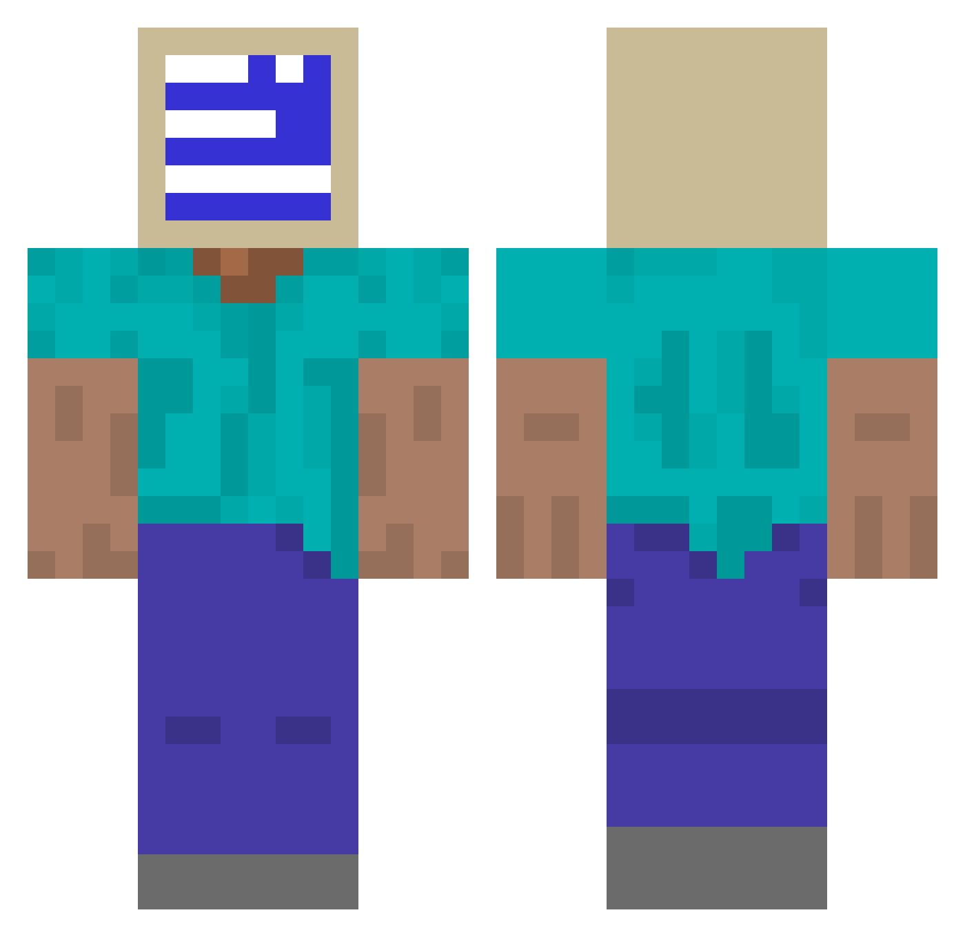 Fossil_1 Minecraft skin, front and back view