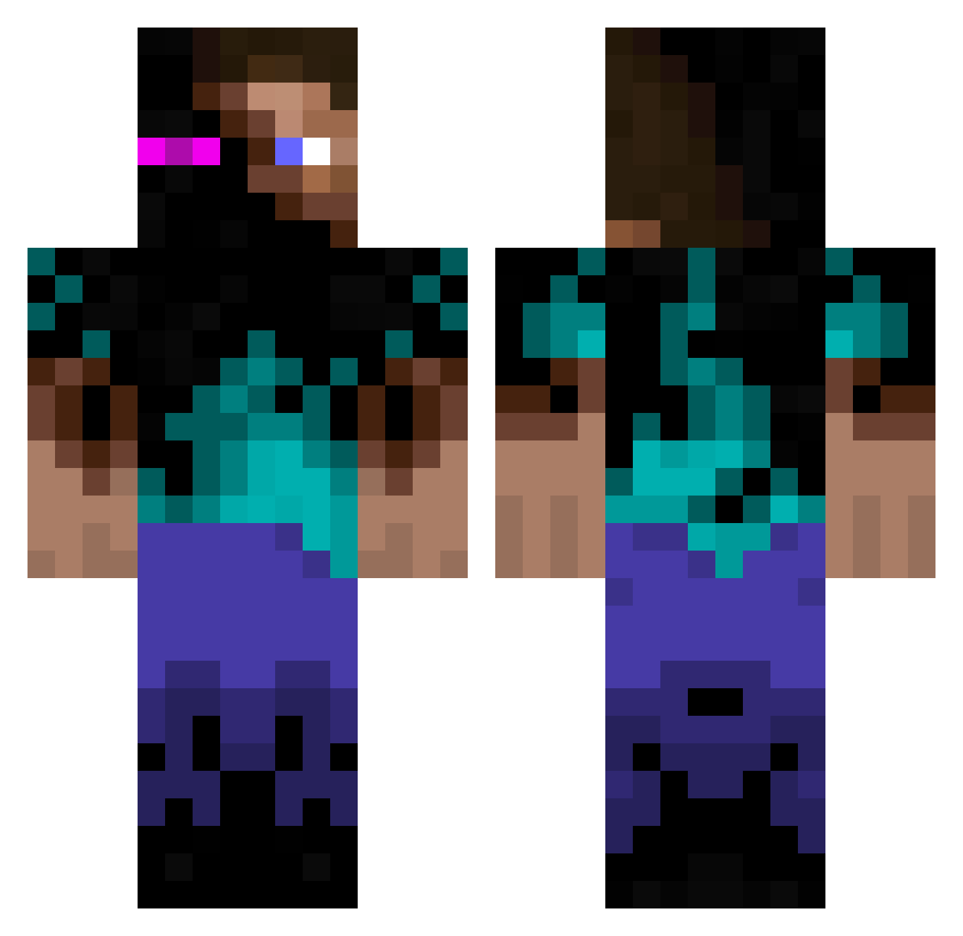 Semisubzero Minecraft skin, front and back view