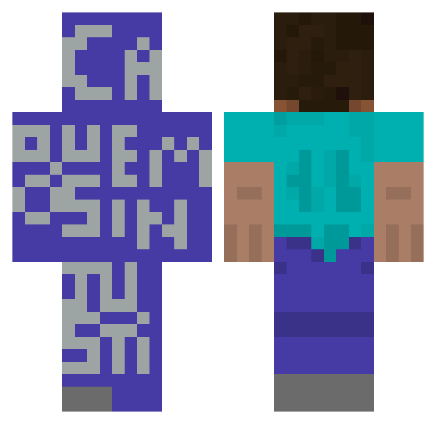 NullException__ Minecraft skin, front and back view