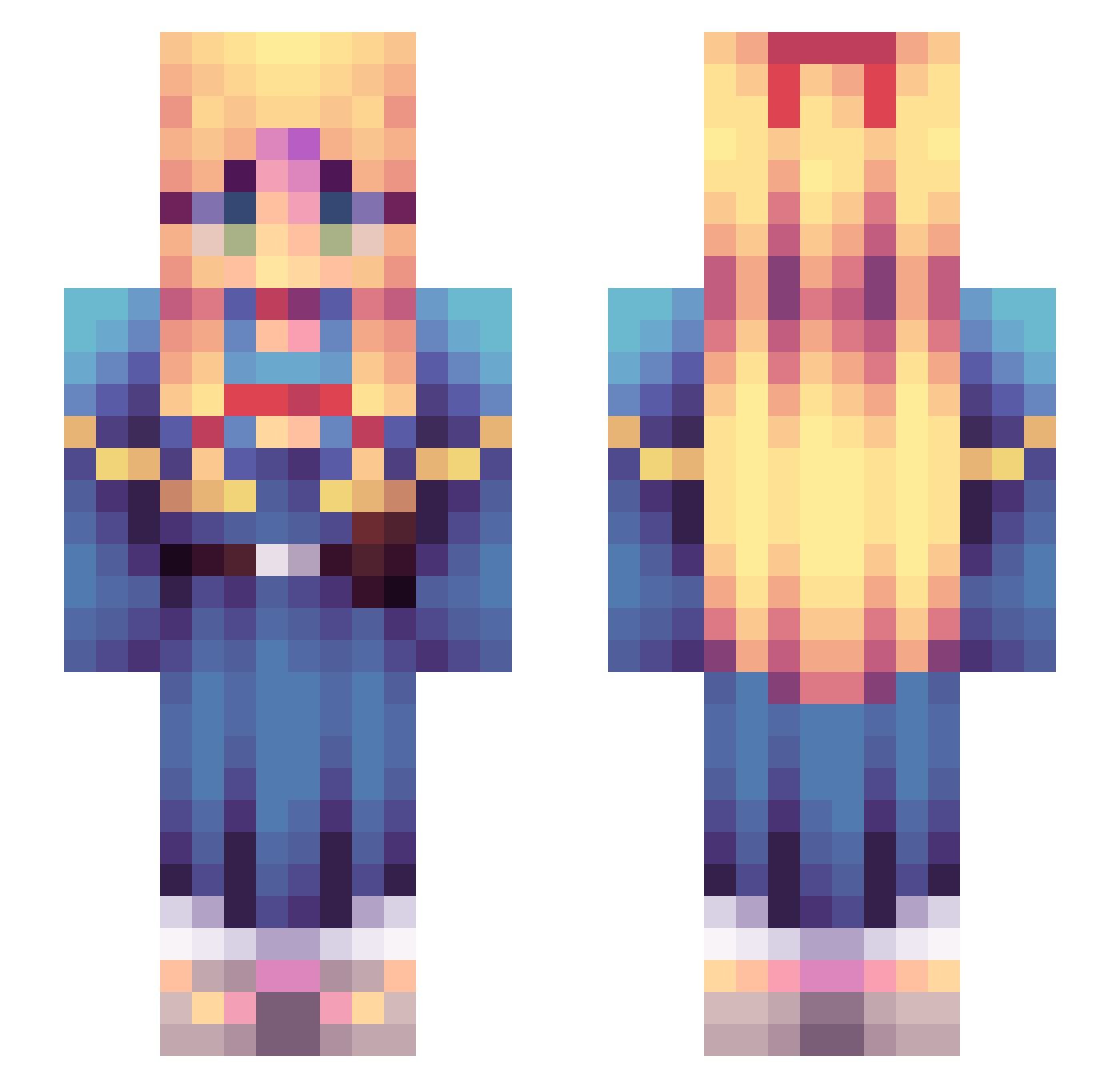 BlubberBeans Minecraft skin, front and back view