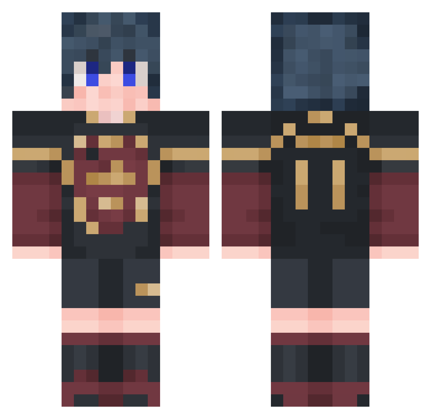 Main_Diamond Minecraft skin, front and back view