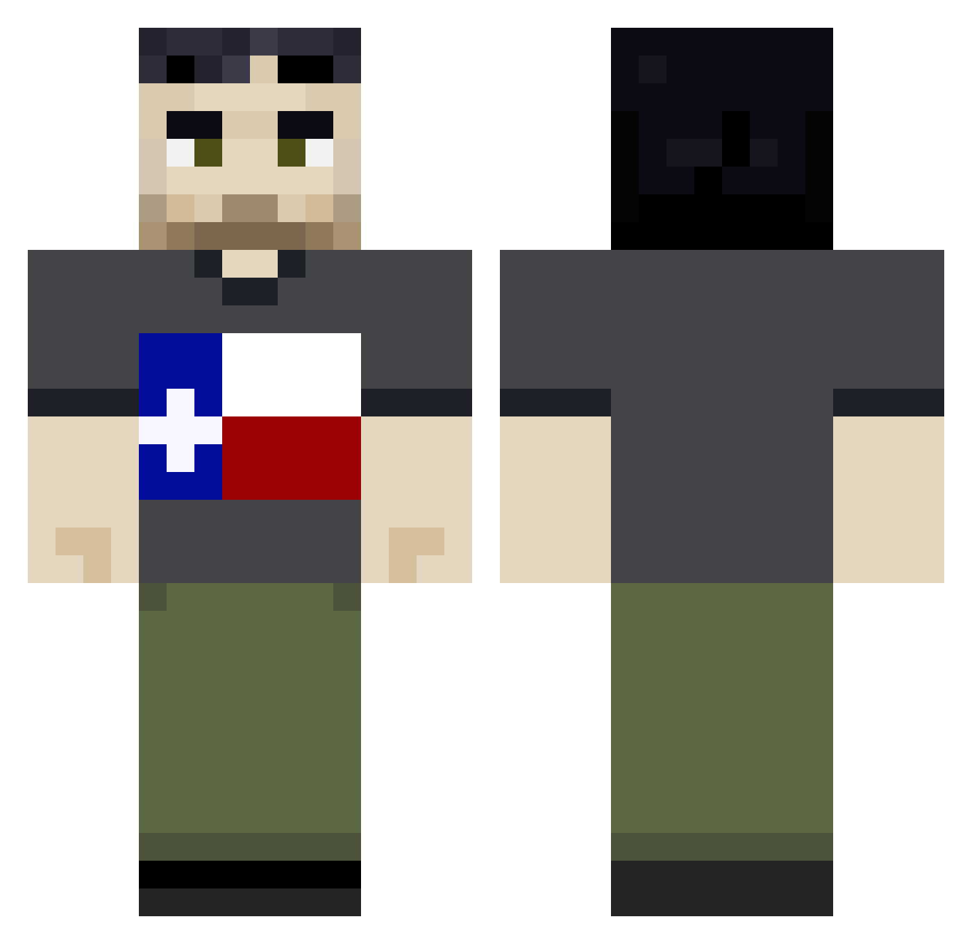 GoodTexasDay Minecraft skin, front and back view
