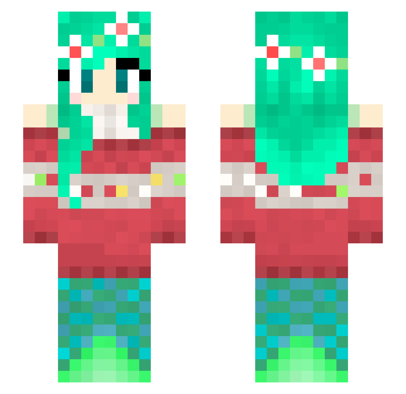 Morelle Minecraft skin, front and back view