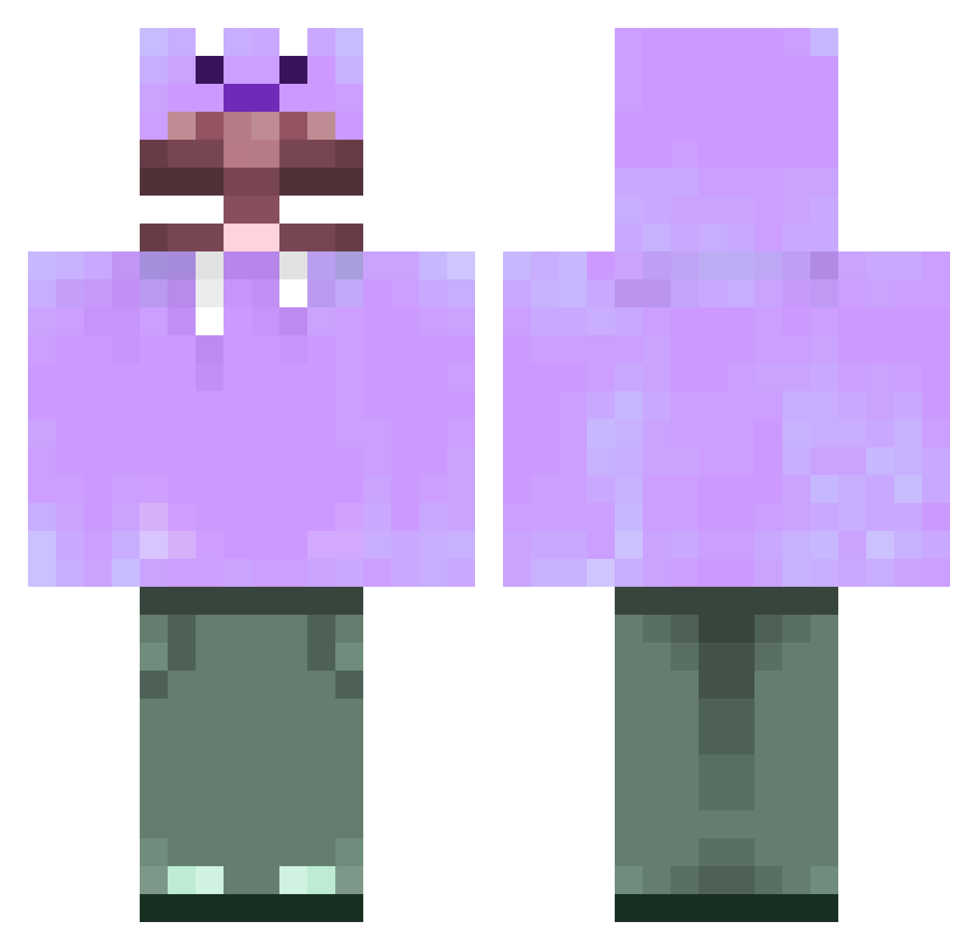FluffyDuckeii Minecraft skin, front and back view