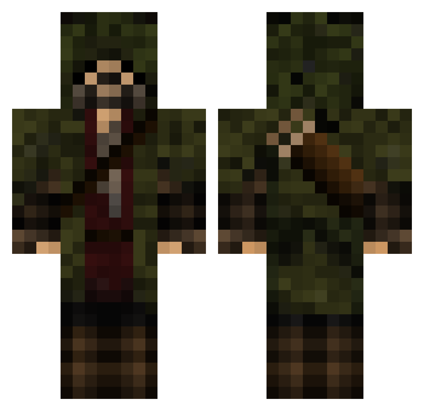 MrRickenbacker Minecraft skin, front and back view