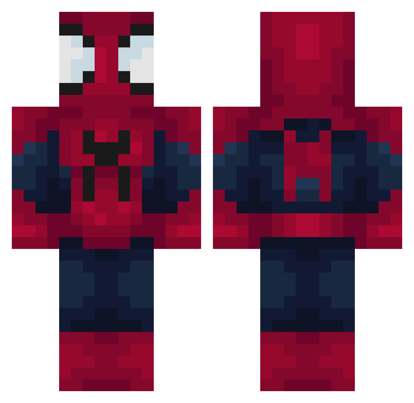 Unickzs Minecraft skin, front and back view