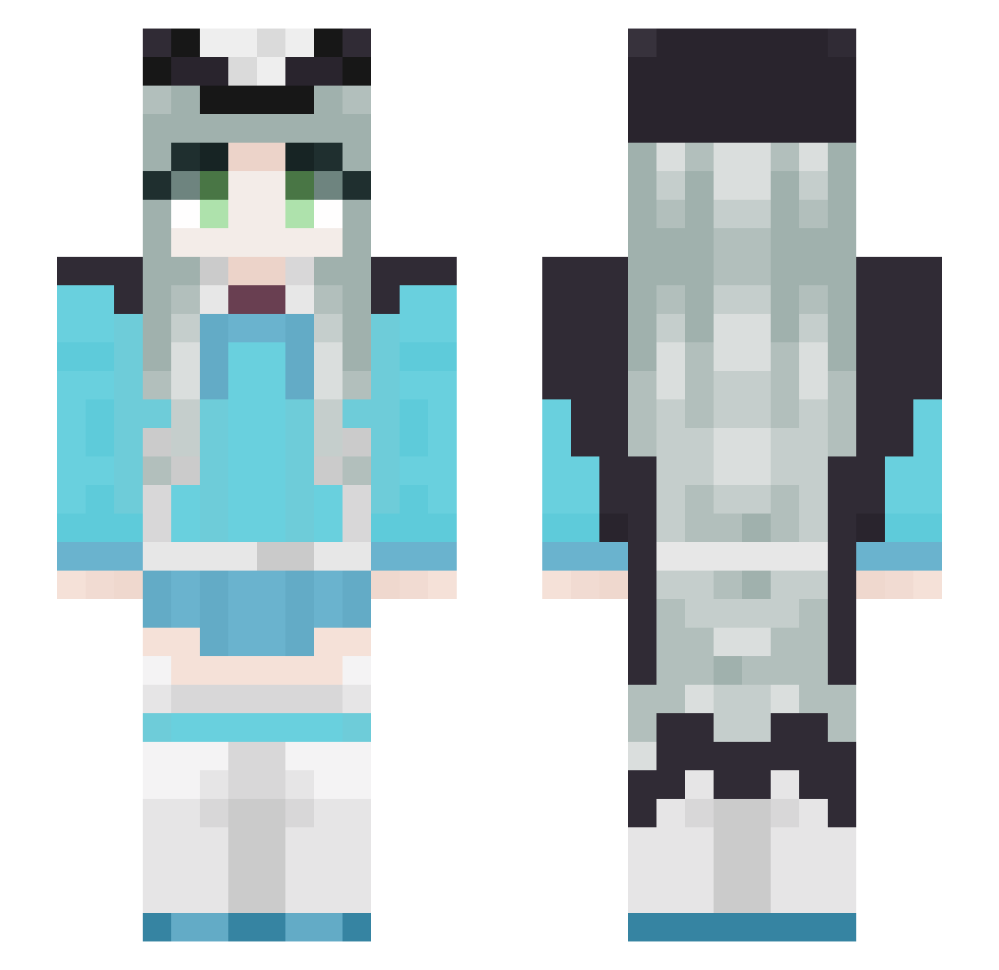 Ray319 Minecraft skin, front and back view