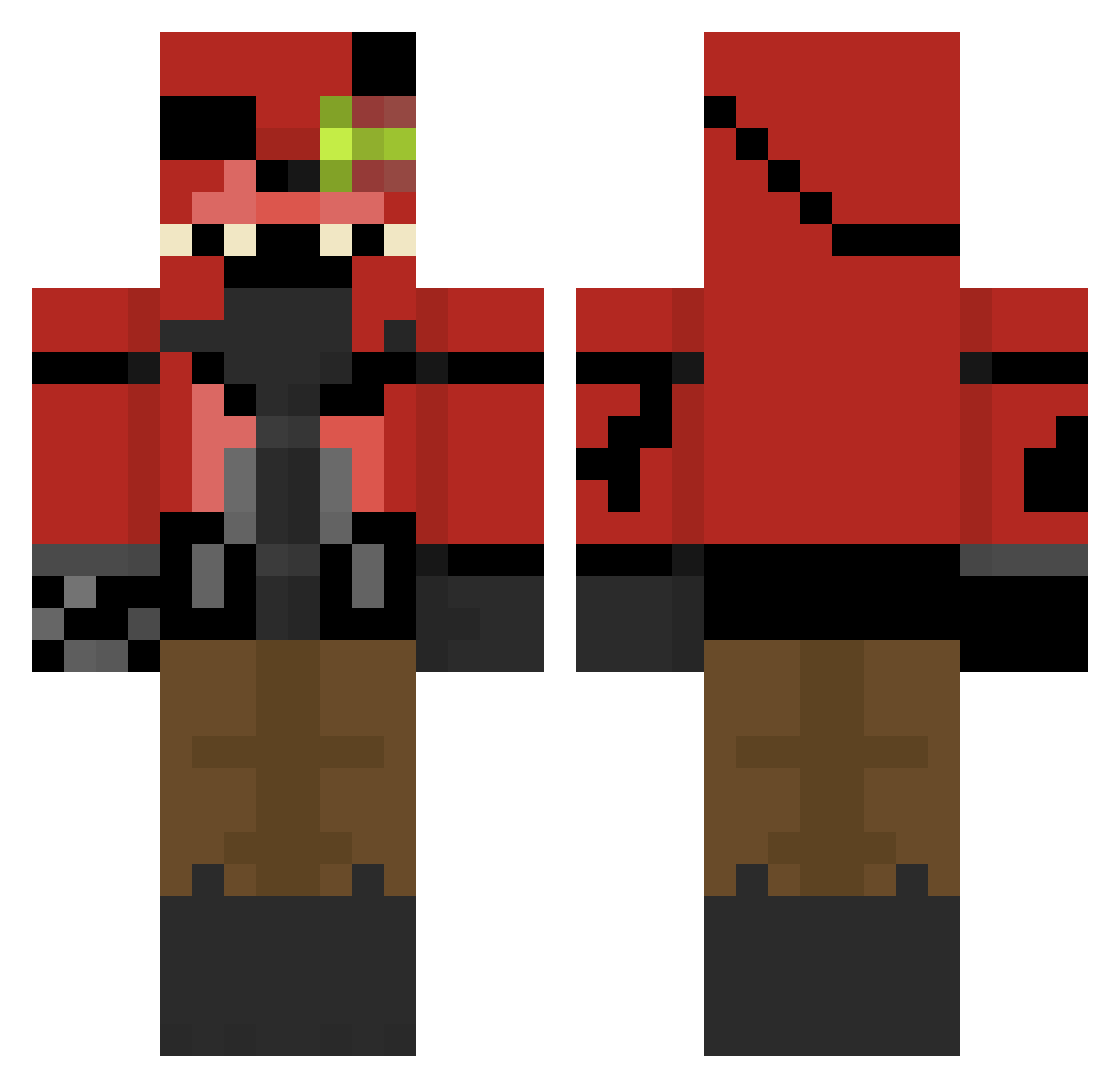 JustRhiny Minecraft skin, front and back view