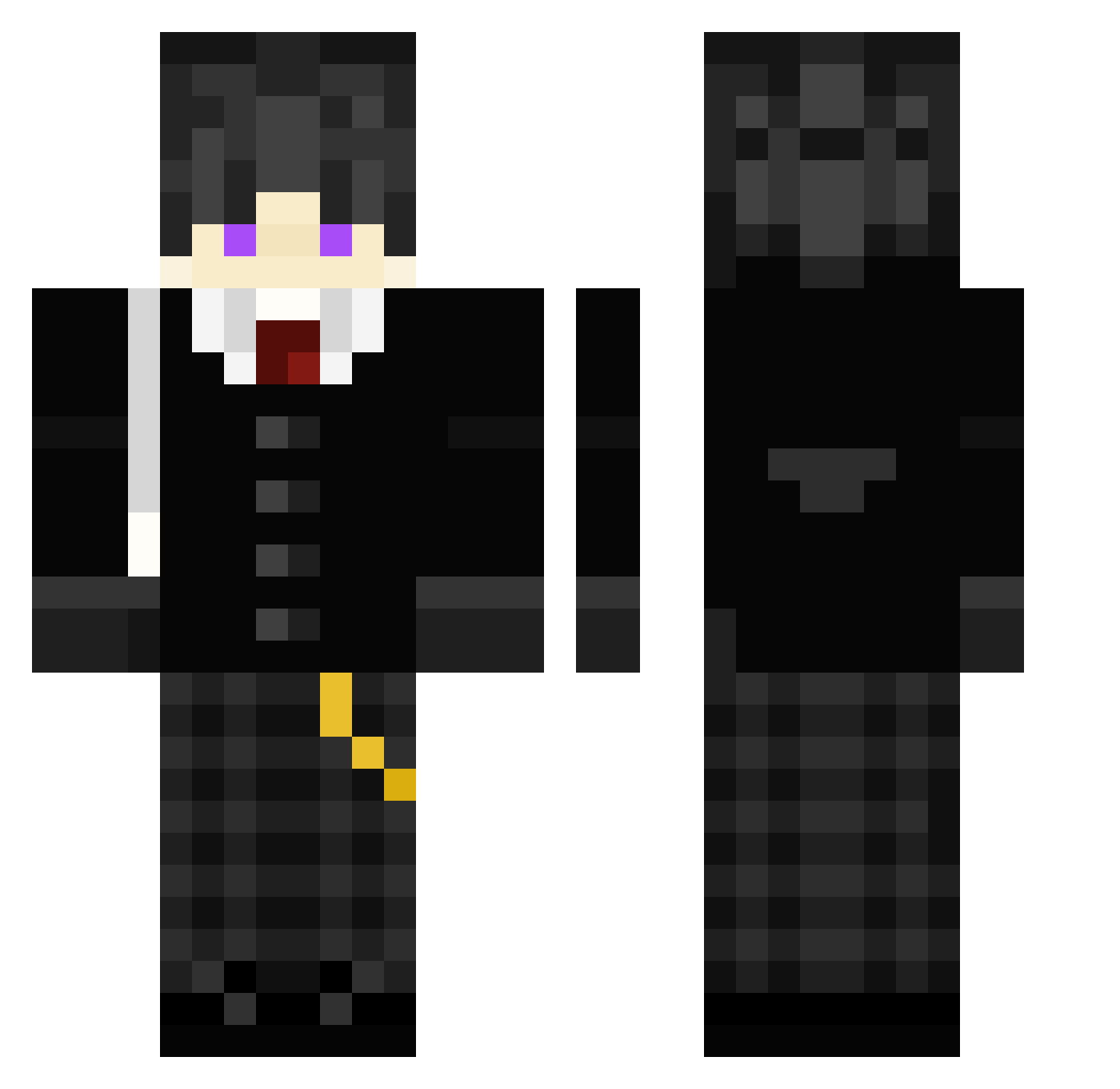 whisker100 Minecraft skin, front and back view