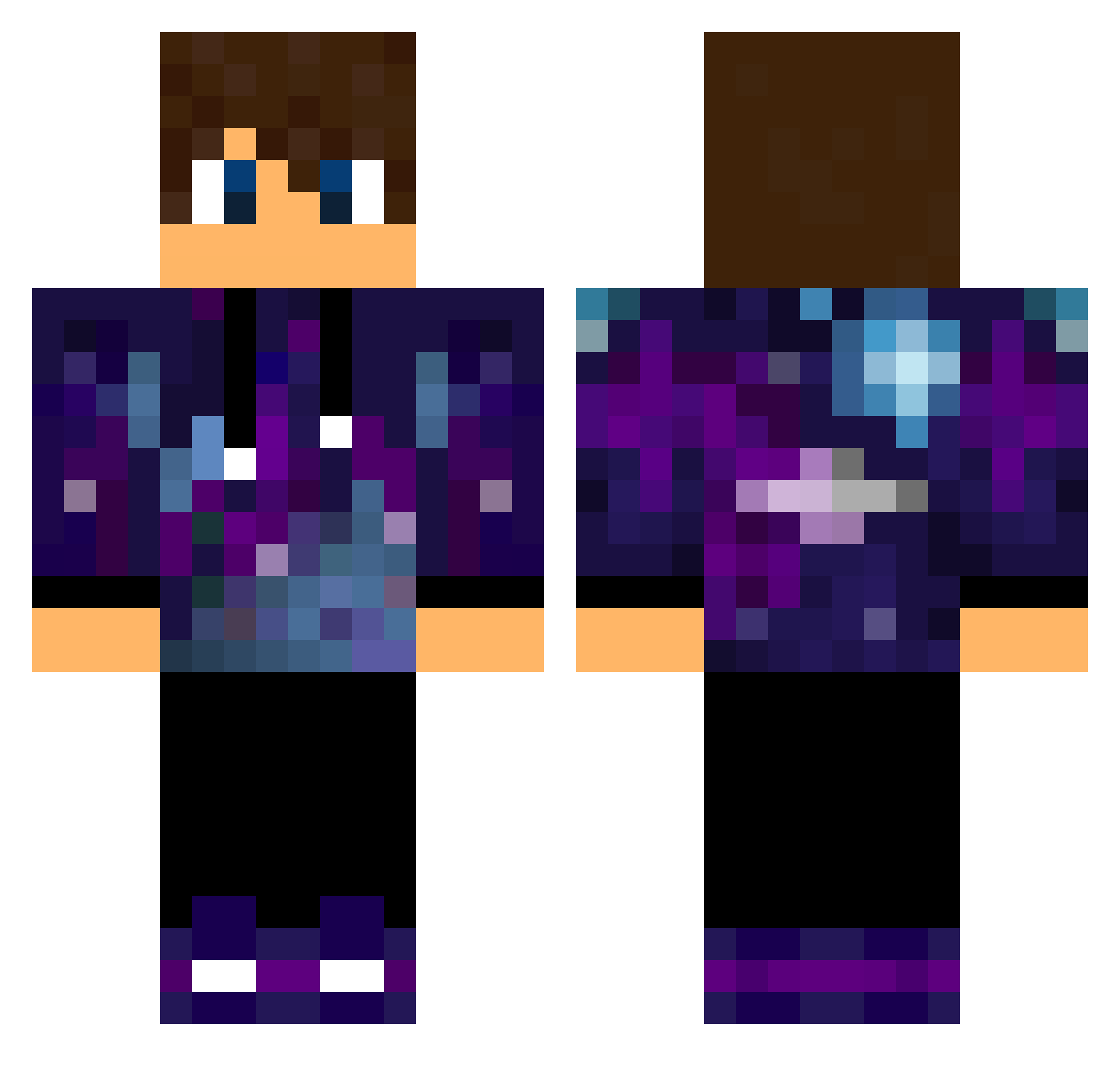 Quinism Minecraft skin, front and back view