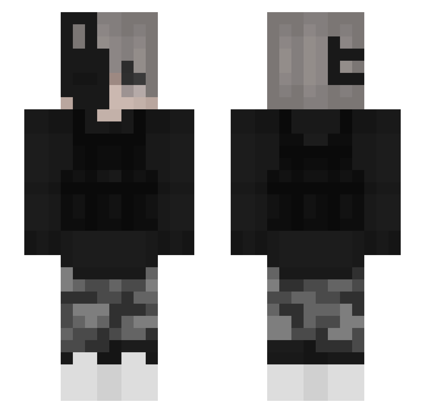 SpamNYams Minecraft skin, front and back view