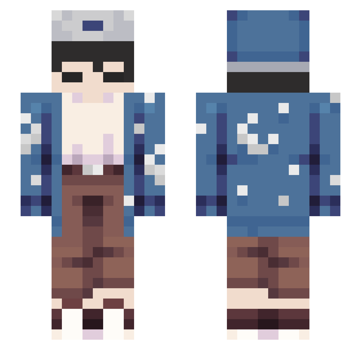 aceita Minecraft skin, front and back view
