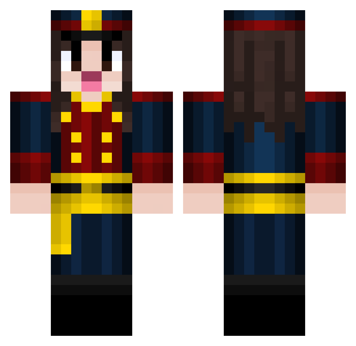vzoora Minecraft skin, front and back view