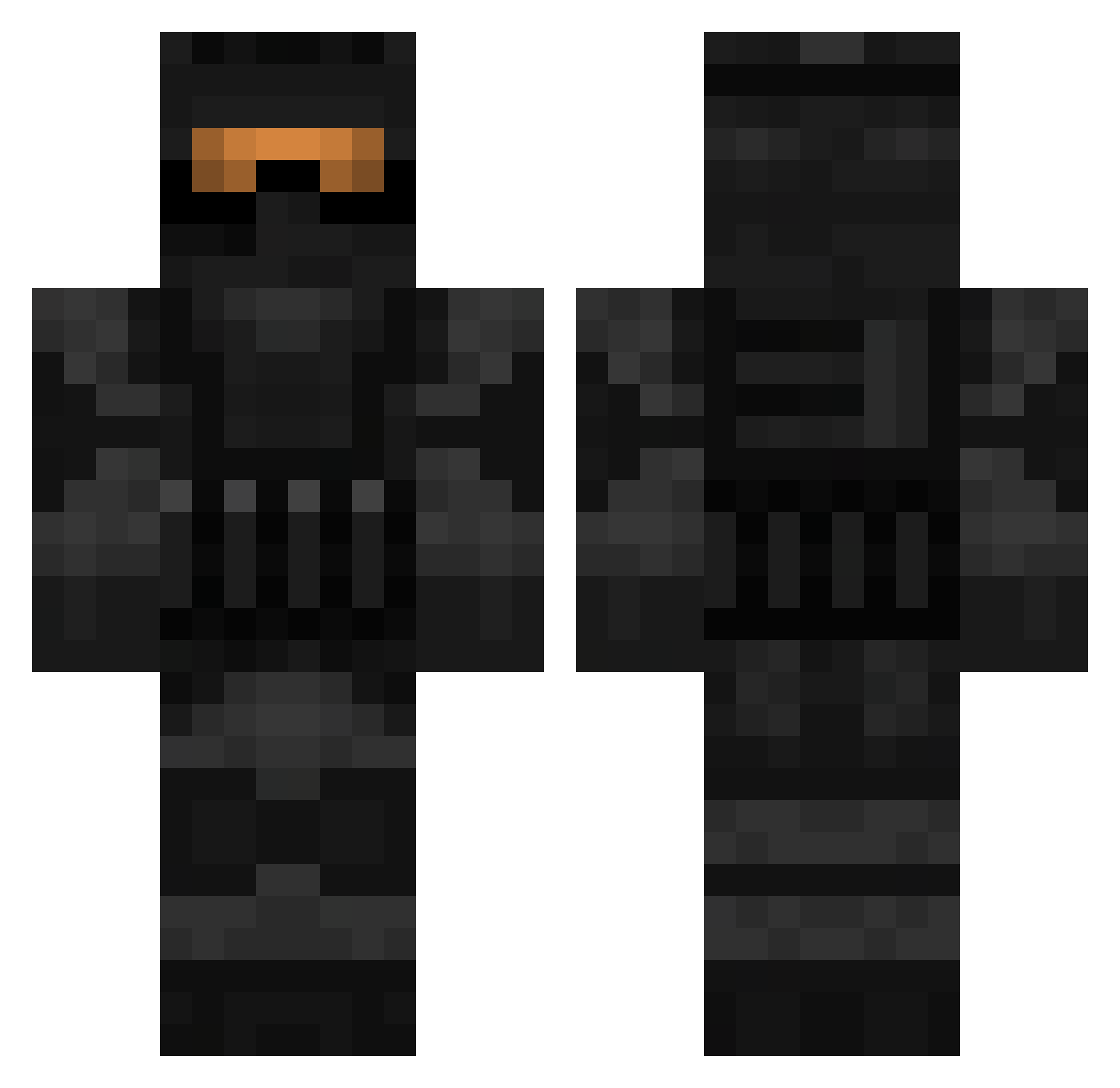 Xocini Minecraft skin, front and back view