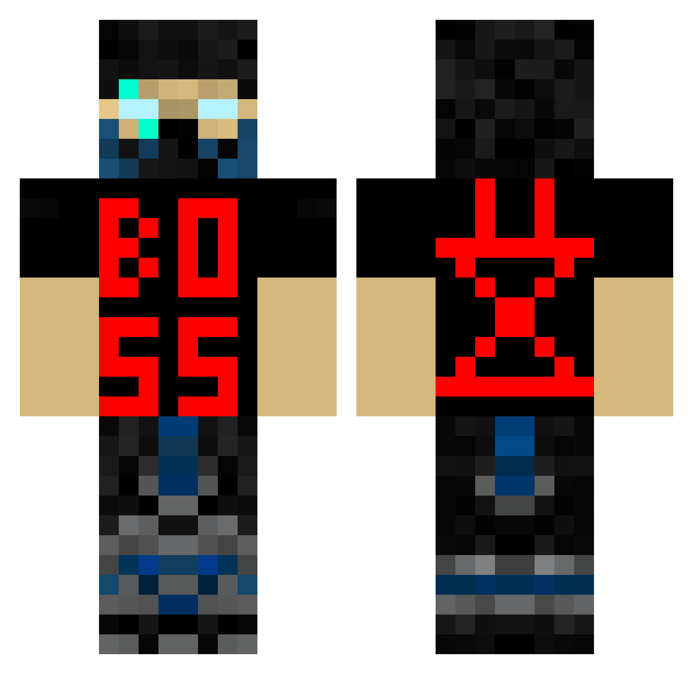Fives Minecraft skin, front and back view