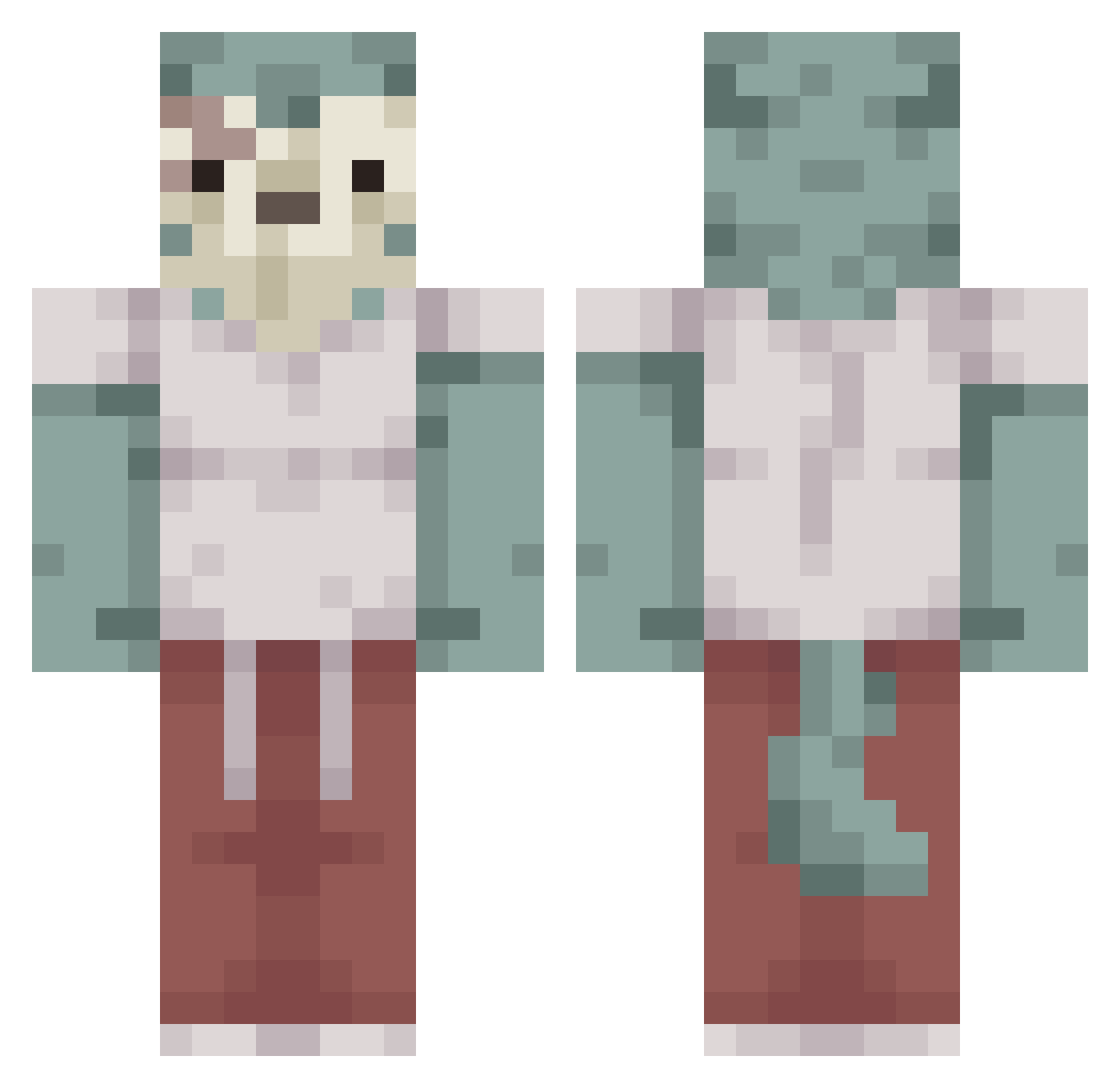 Legosi_Wolf Minecraft skin, front and back view