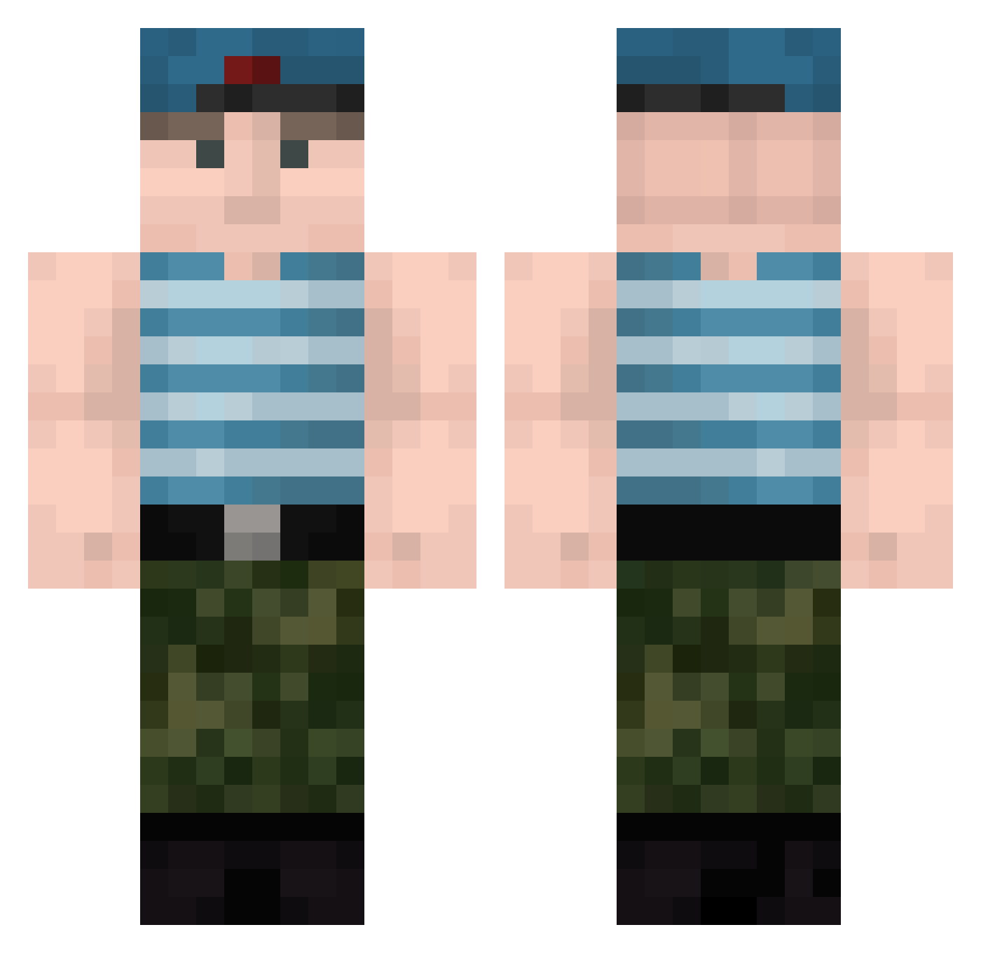 Shankedx Minecraft skin, front and back view