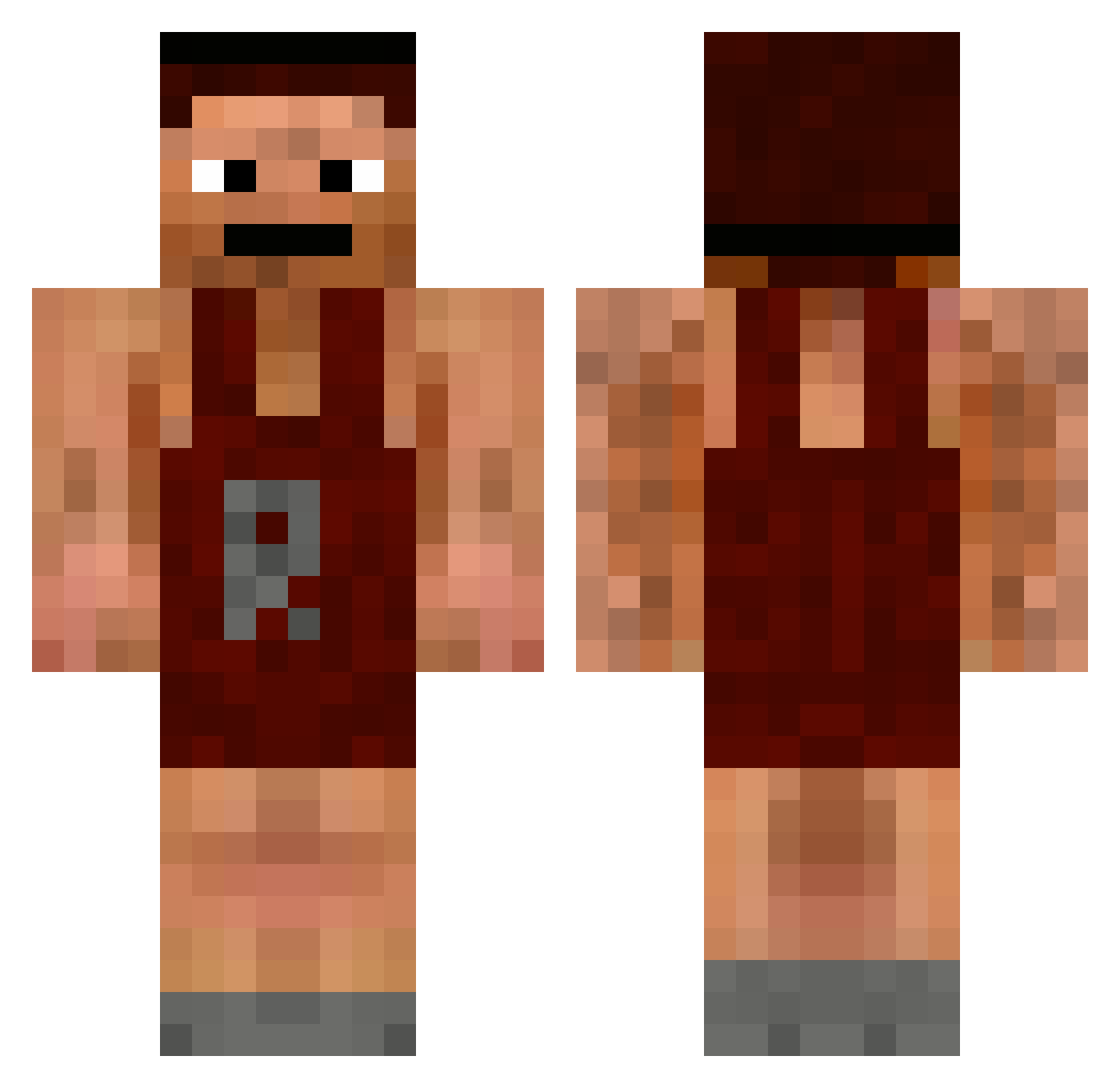 Ostentatious Minecraft skin, front and back view