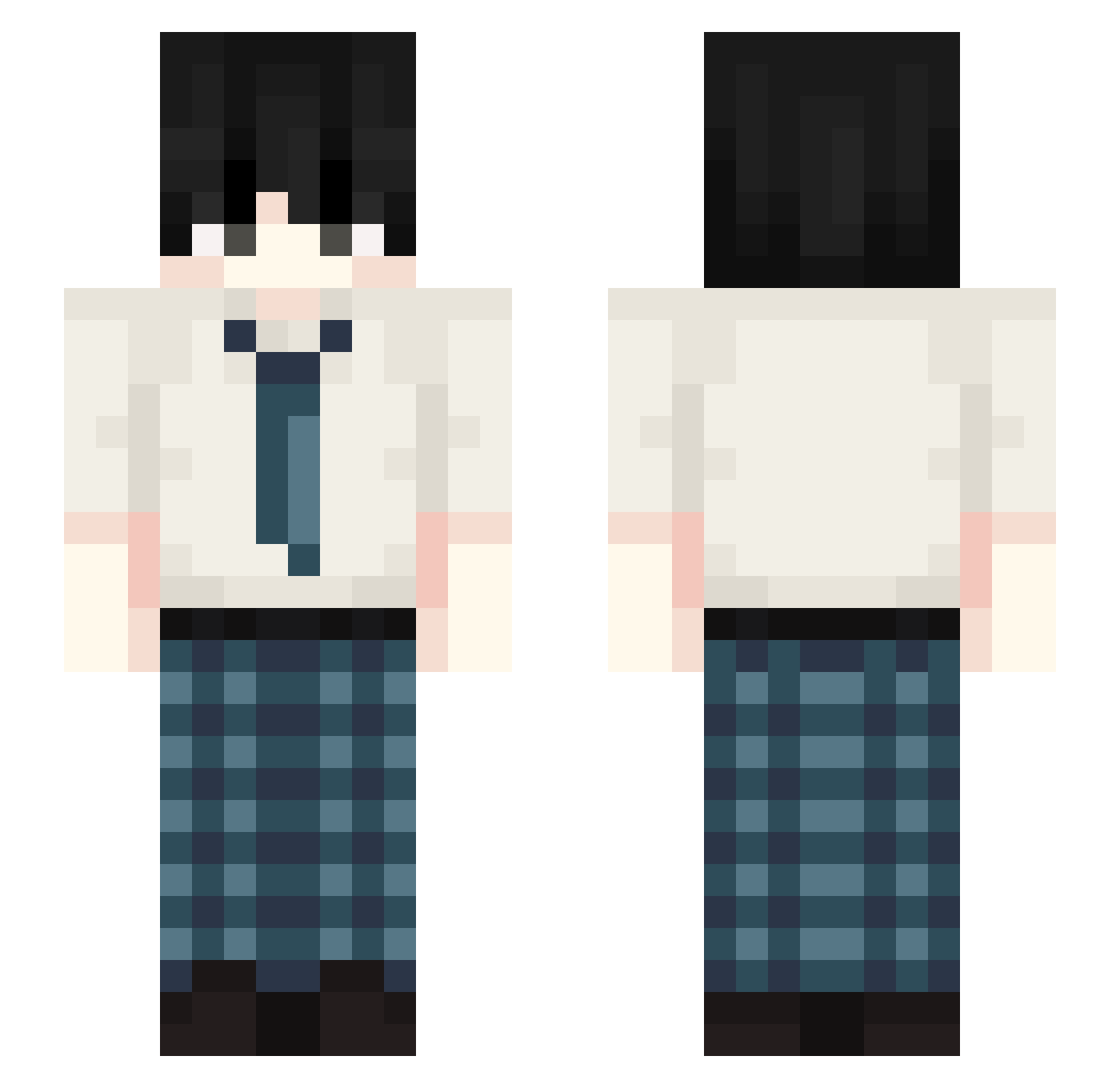 yCaux Minecraft skin, front and back view