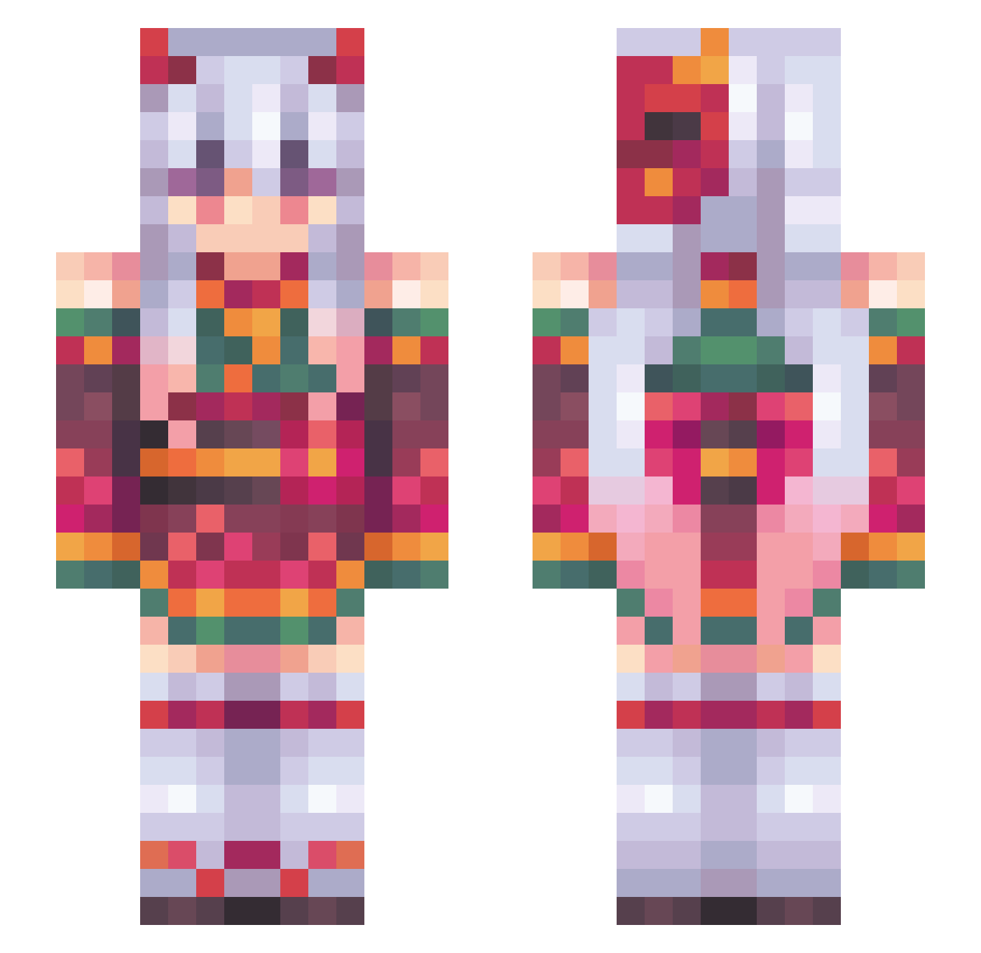 Binrona Minecraft skin, front and back view