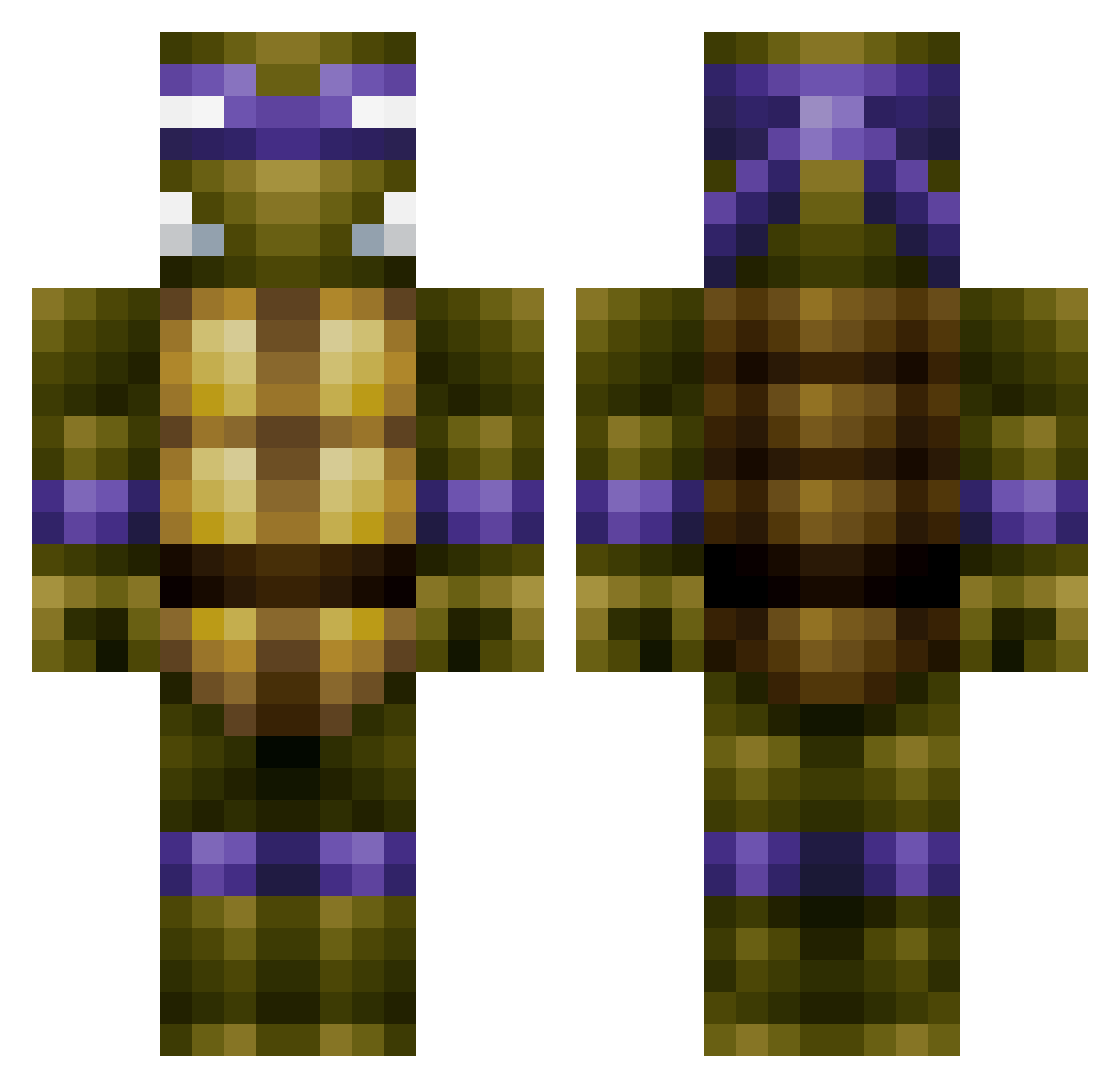 Bardamu Minecraft skin, front and back view