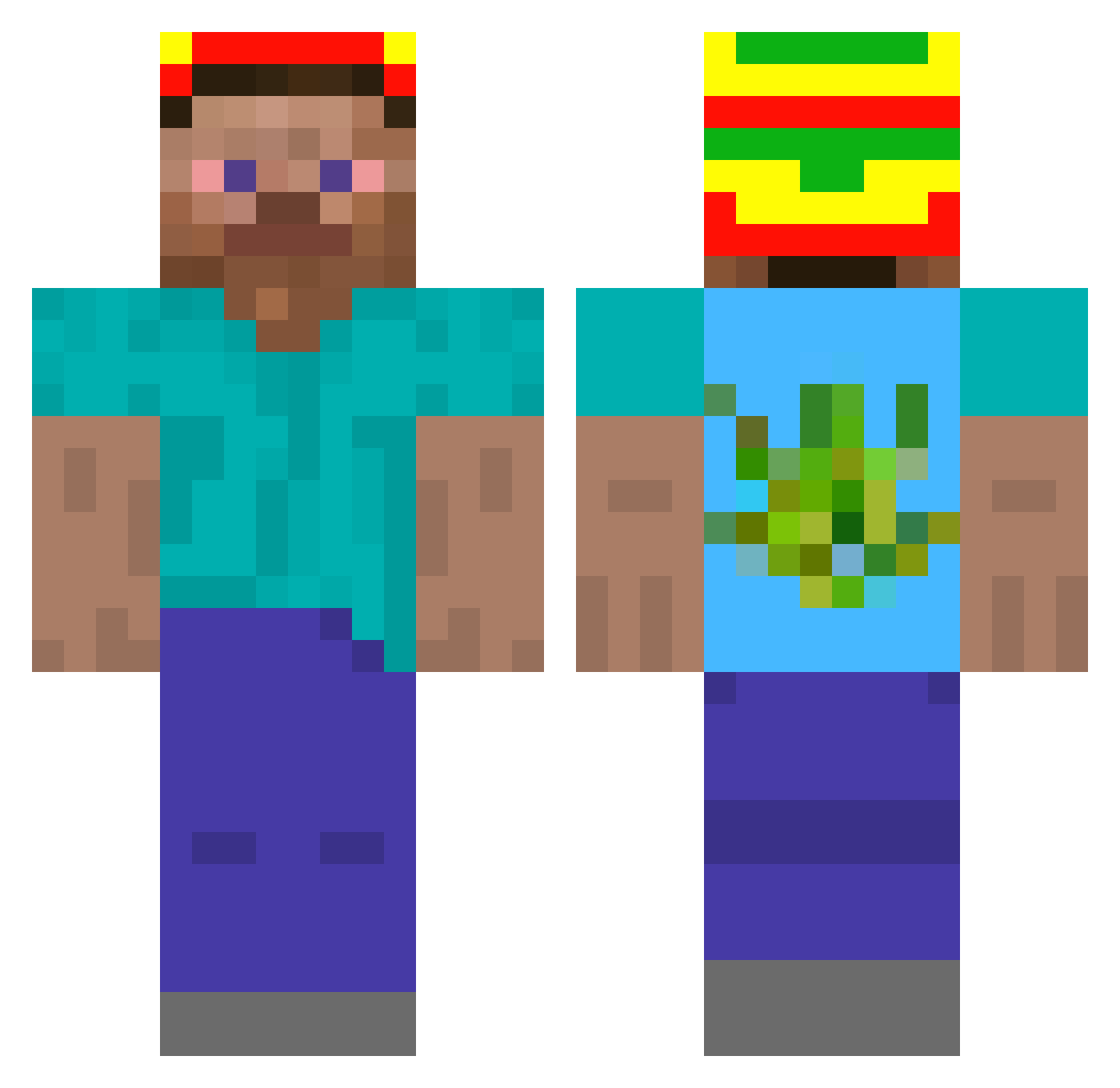 PrimeggGamer Minecraft skin, front and back view