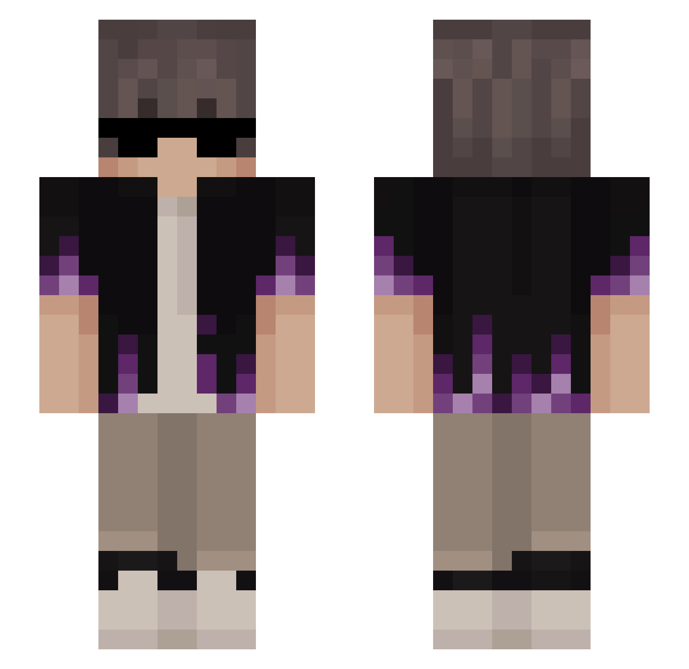 EuxxyX Minecraft skin, front and back view