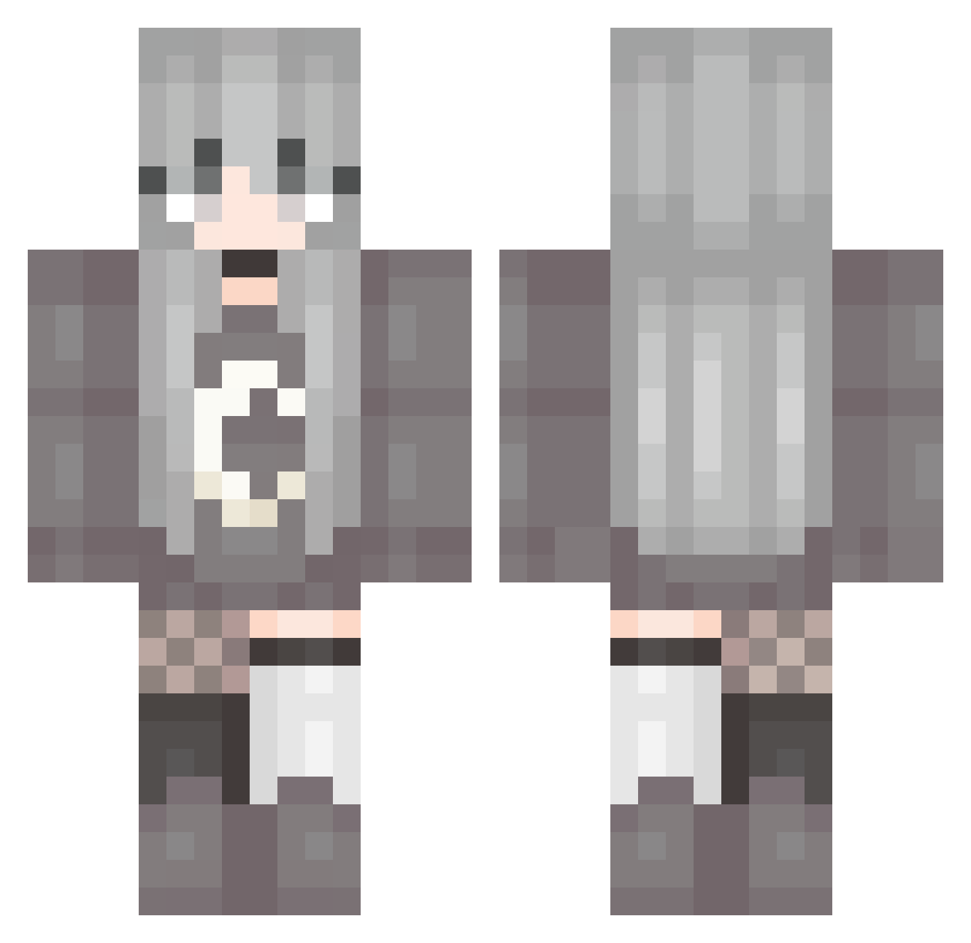 Ashesyser Minecraft skin, front and back view