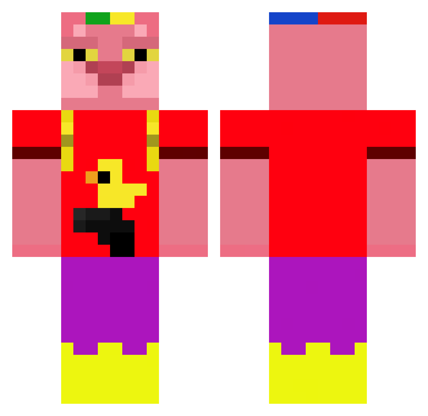 UseerSix Minecraft skin, front and back view