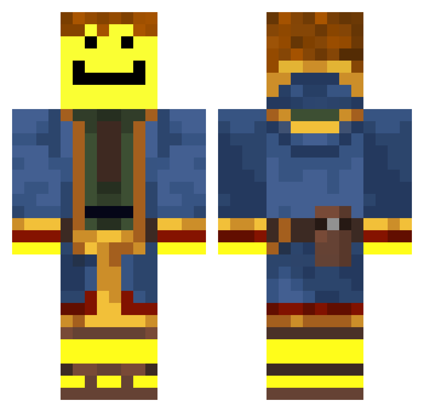 TheBielCartoons Minecraft skin, front and back view