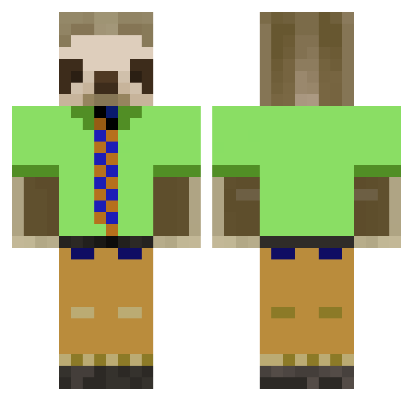 ZayBe1025 Minecraft skin, front and back view