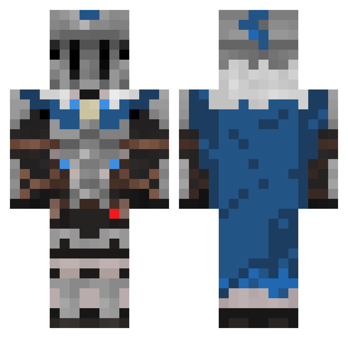 SaintVII Minecraft skin, front and back view