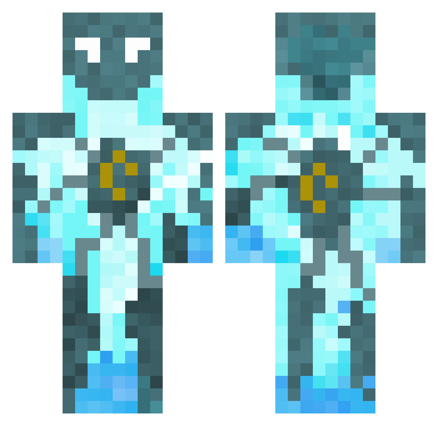 TowerT Minecraft skin, front and back view