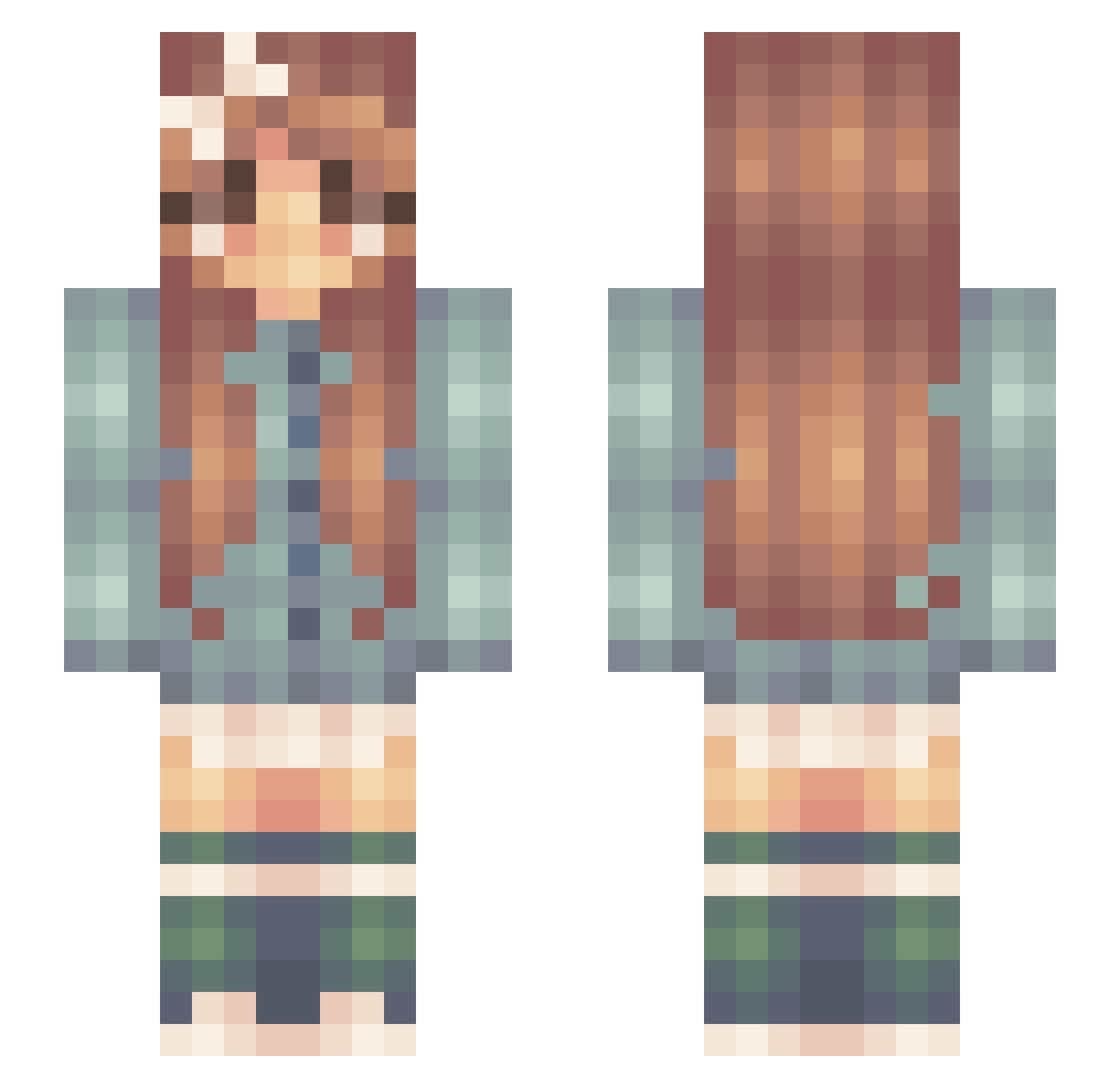 aricaca Minecraft skin, front and back view
