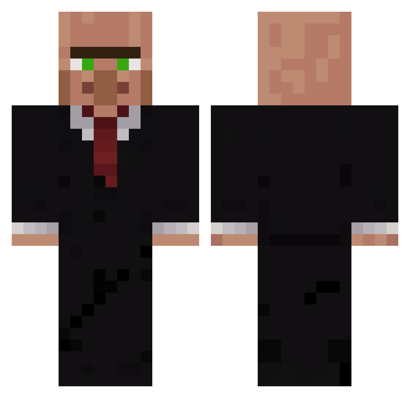 JarnusTV Minecraft skin, front and back view