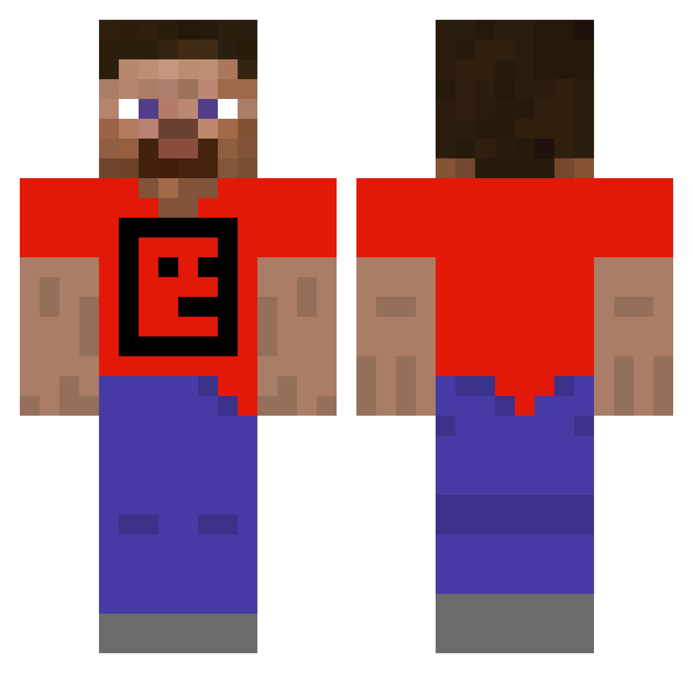 tzages Minecraft skin, front and back view