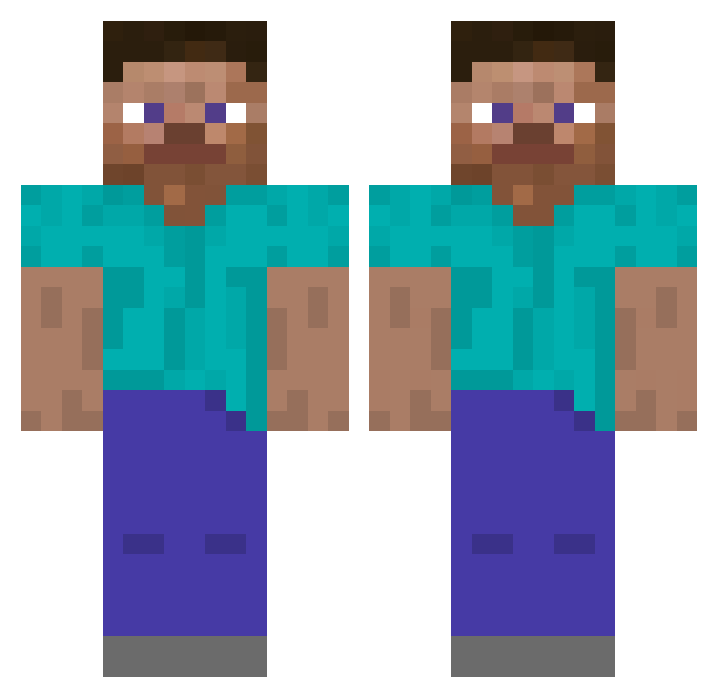 r8sd Minecraft skin, front and back view