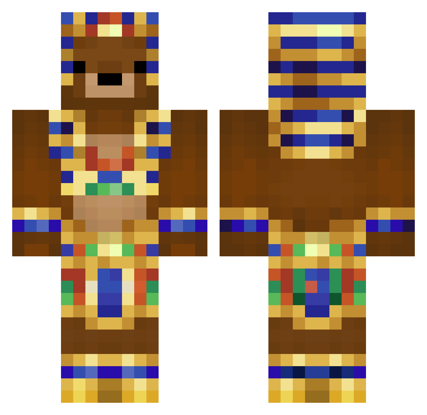 xgammesmode Minecraft skin, front and back view