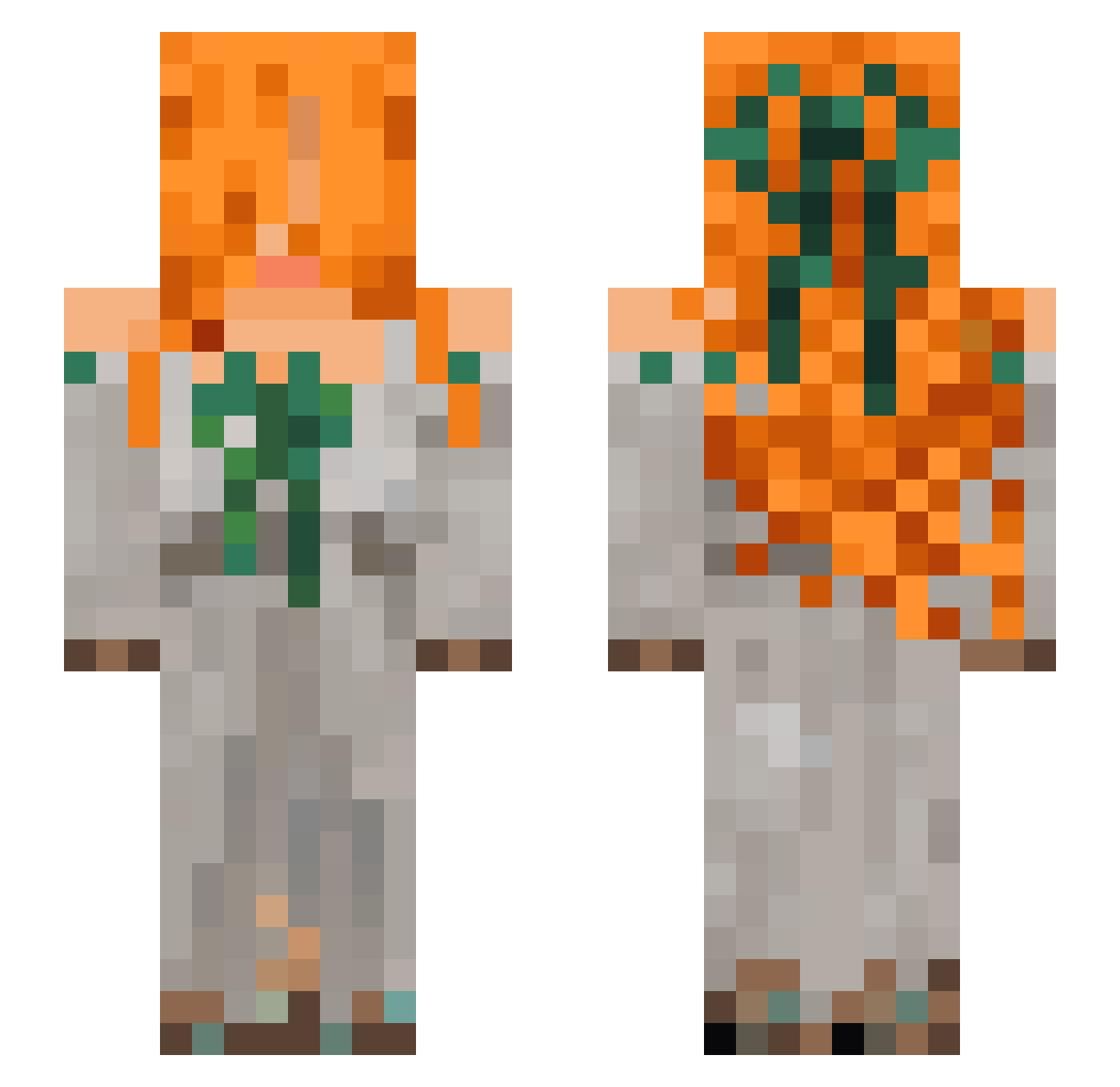 JenChub Minecraft skin, front and back view