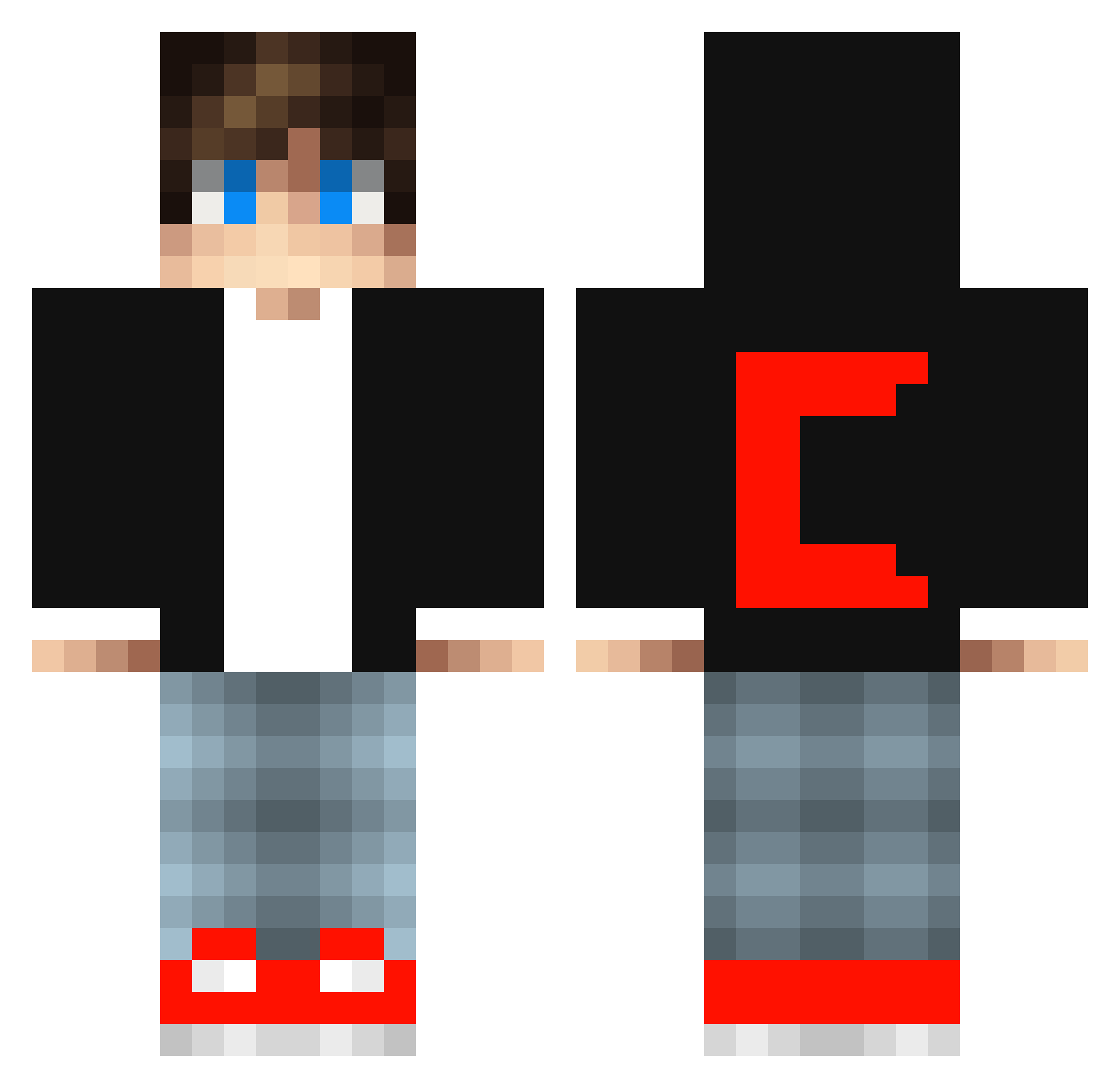 TheCrashZ Minecraft skin, front and back view