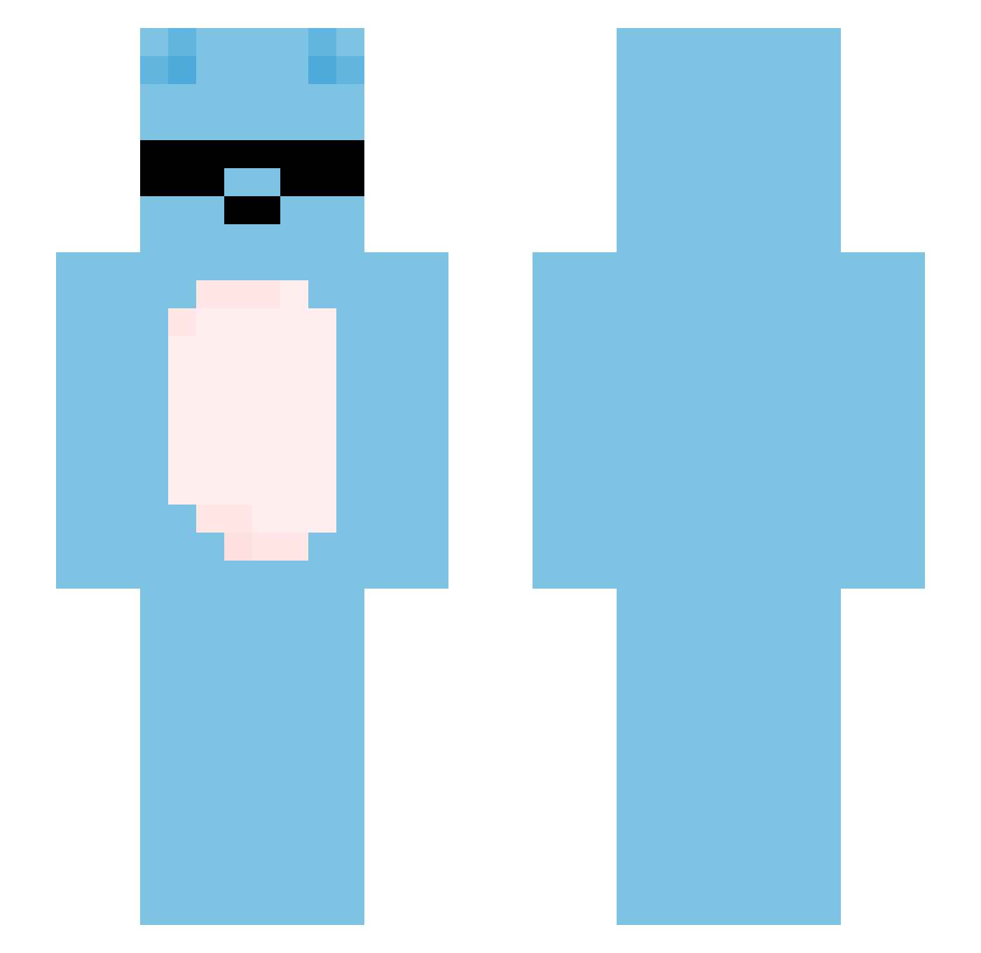 nacktzocken Minecraft skin, front and back view