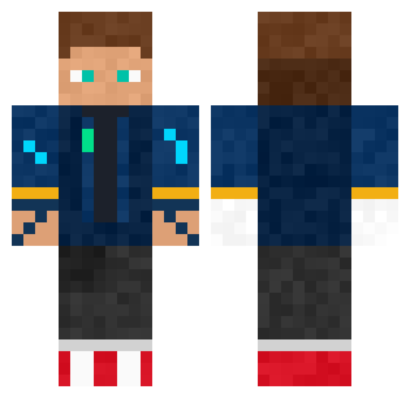 Sonycky Minecraft skin, front and back view