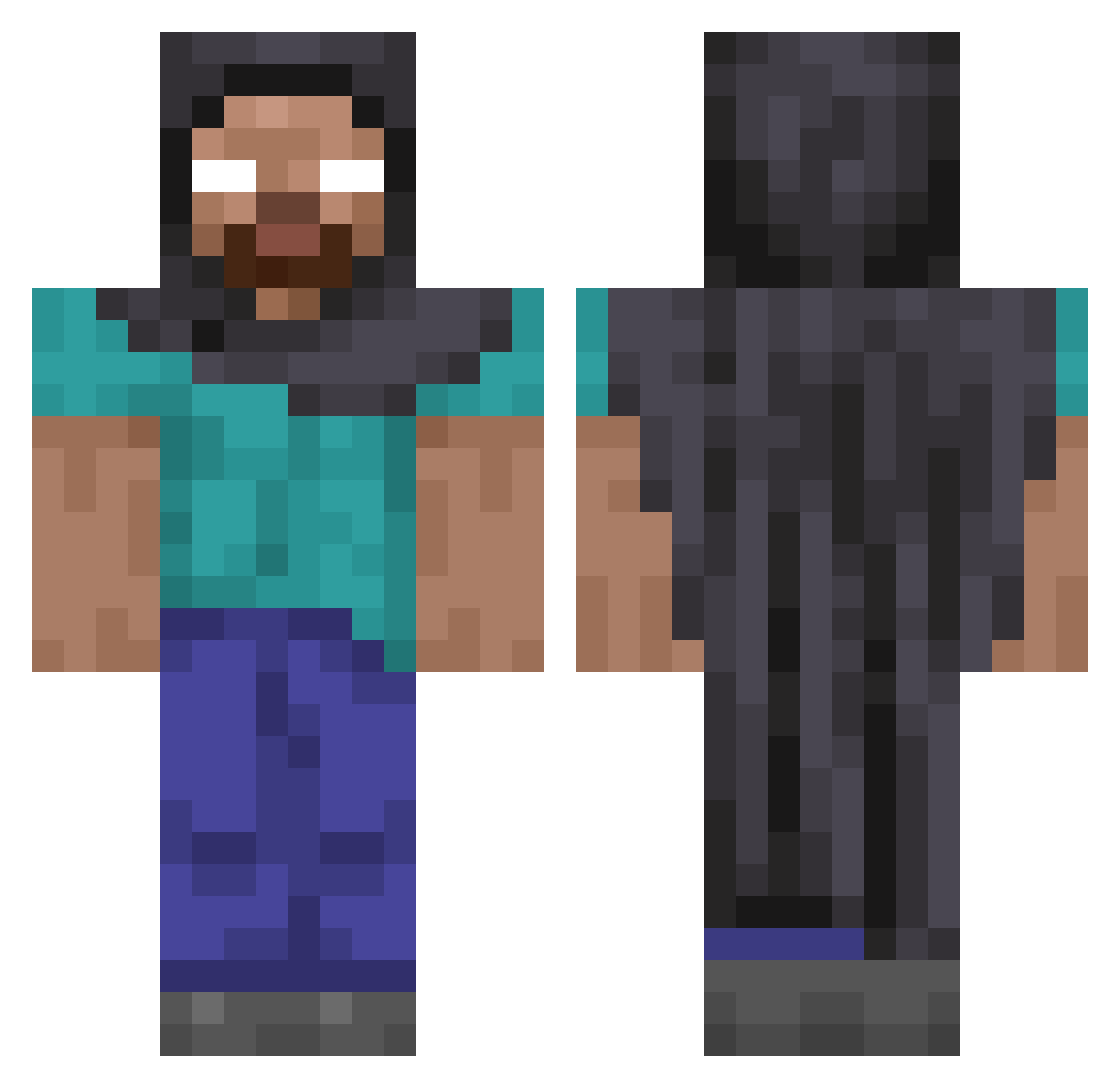 WalkDownRayRay Minecraft skin, front and back view