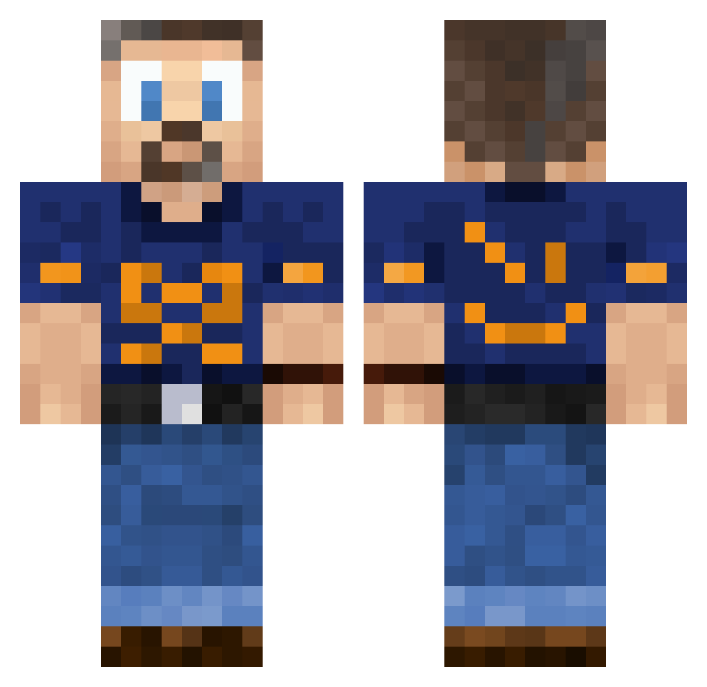 Sakartoune Minecraft skin, front and back view